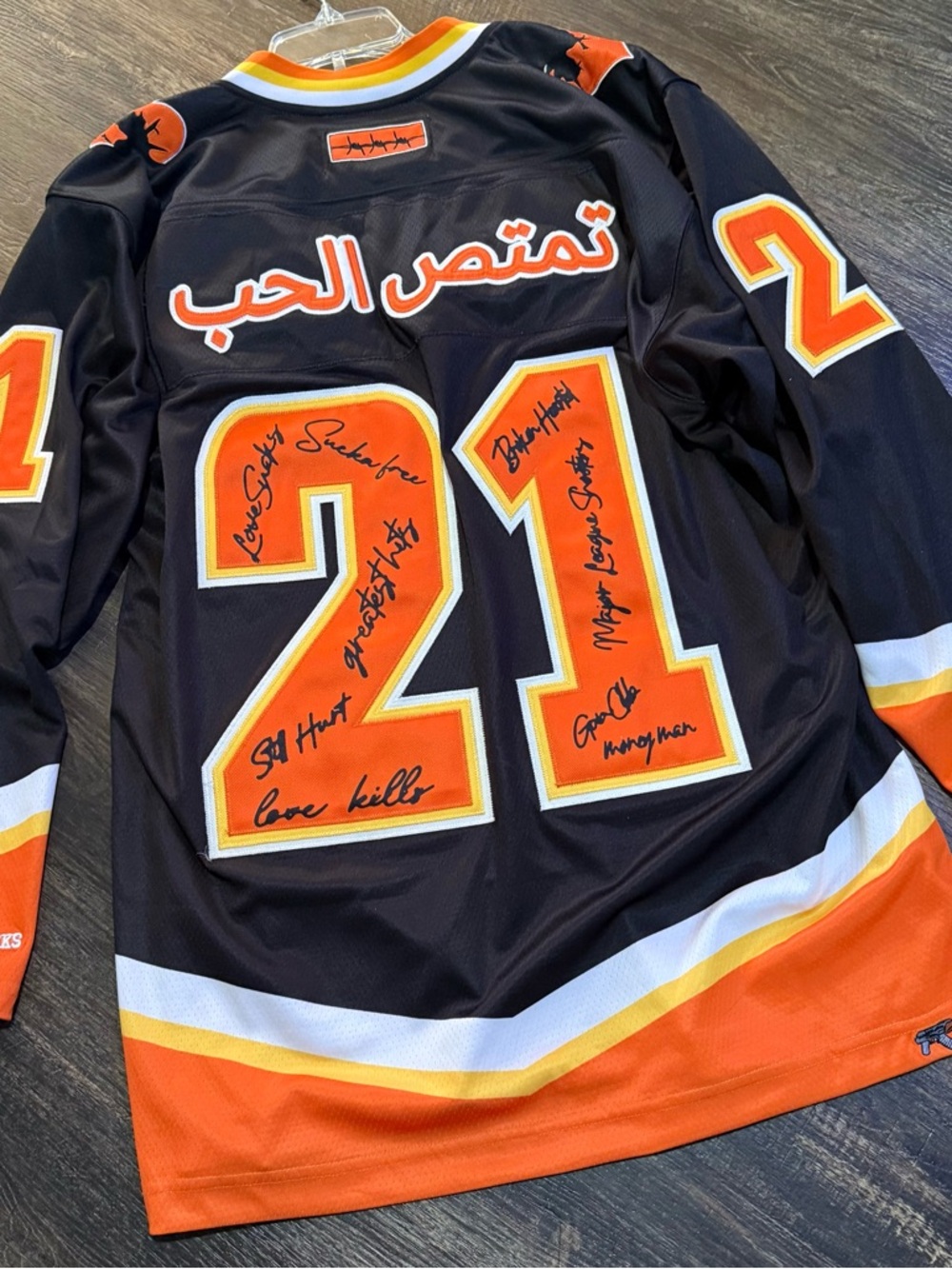 Love Sucks Hockey Jersey #21 Signed Shooters Cup 2024 Embroidered